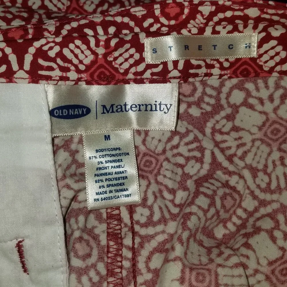 Old Navy Maternity Capri Pants Red White Size Medium Panel
